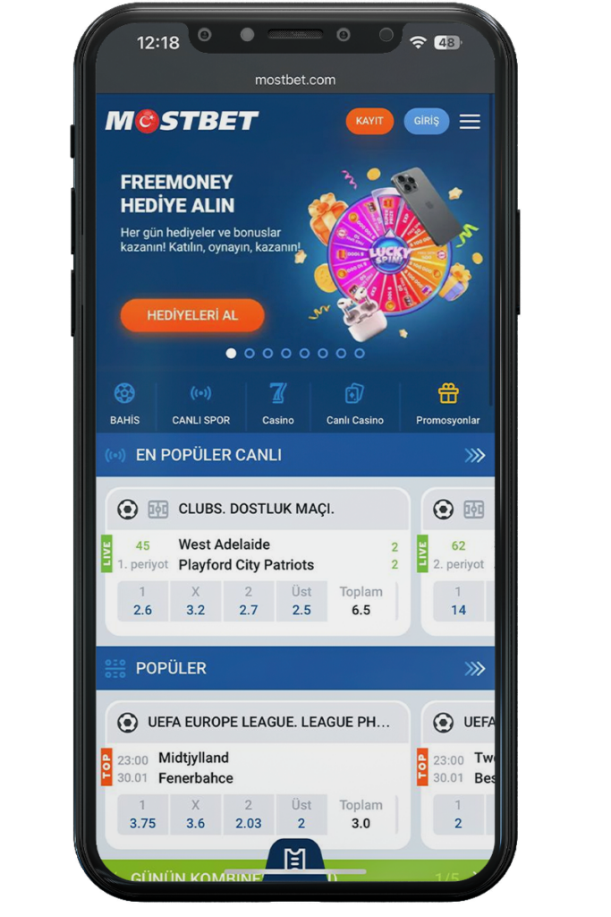 Mostbet Android uygulaması ana ekran görüntüsü
