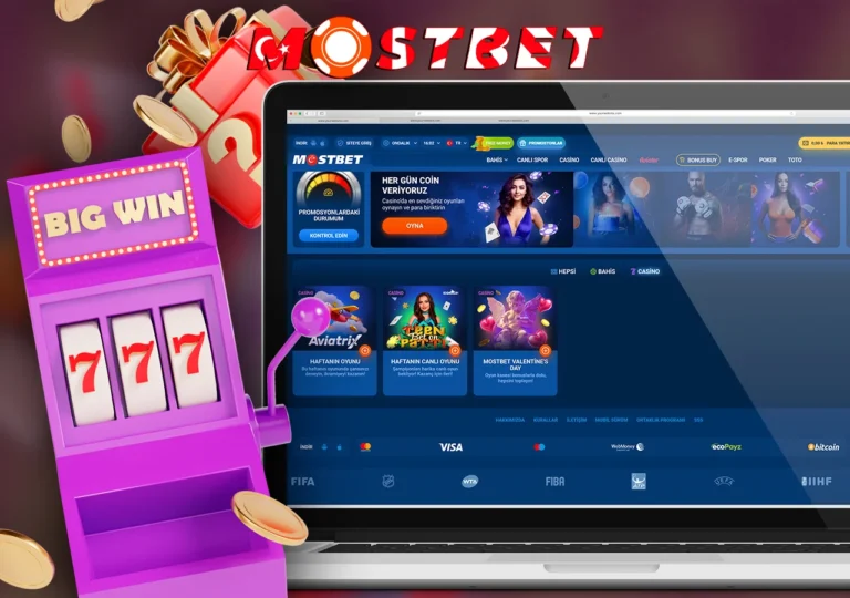 Mostbet online casino büyük kazanç ve slot ekranı